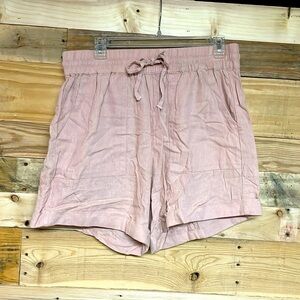 Zenana size XL blush pink elastic high rise waist 5” linen shorts with pockets